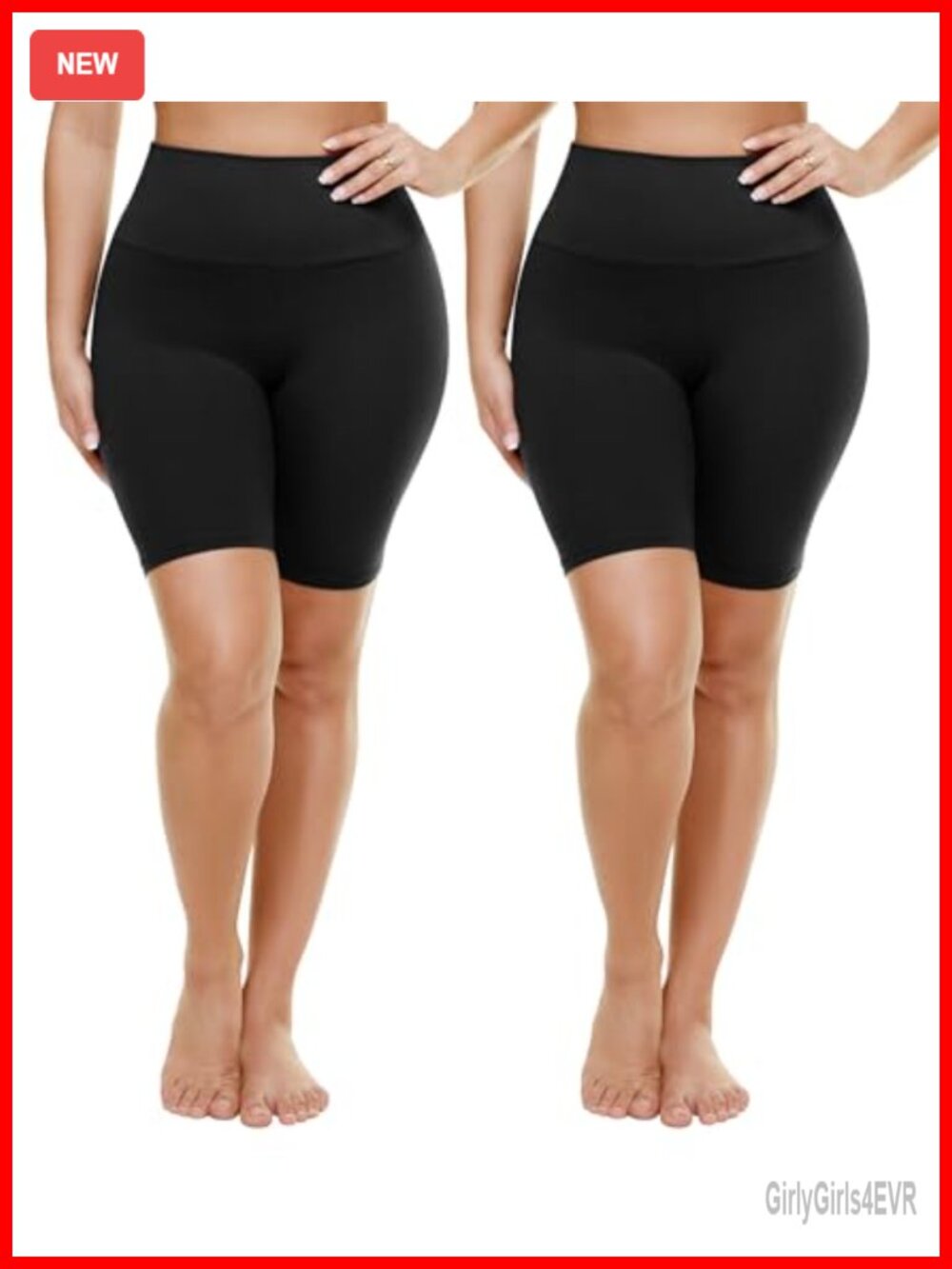 Plus Size Biker Shorts High Waisted Tummy Control Workout 2 Pack